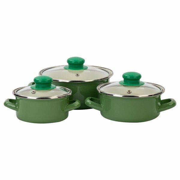 Alev Tencere Seti Mini 3'Lü 12-14-16 Cm Su Yeşili