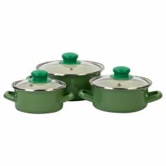 Alev Tencere Seti Mini 3'Lü 12-14-16 Cm Su Yeşili