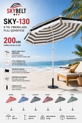 Skybelt Şemsiye Plaj Kumaş Çizgili 200 Cm Kırmızı