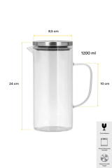 Perotti İzmir 1200 Ml Borosilikat Cam Sürahi Şeffaf