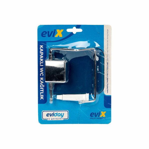 Eviday Evix Tuvalet Kağıtlık Yapışkanlı Kapaklı Gümüş