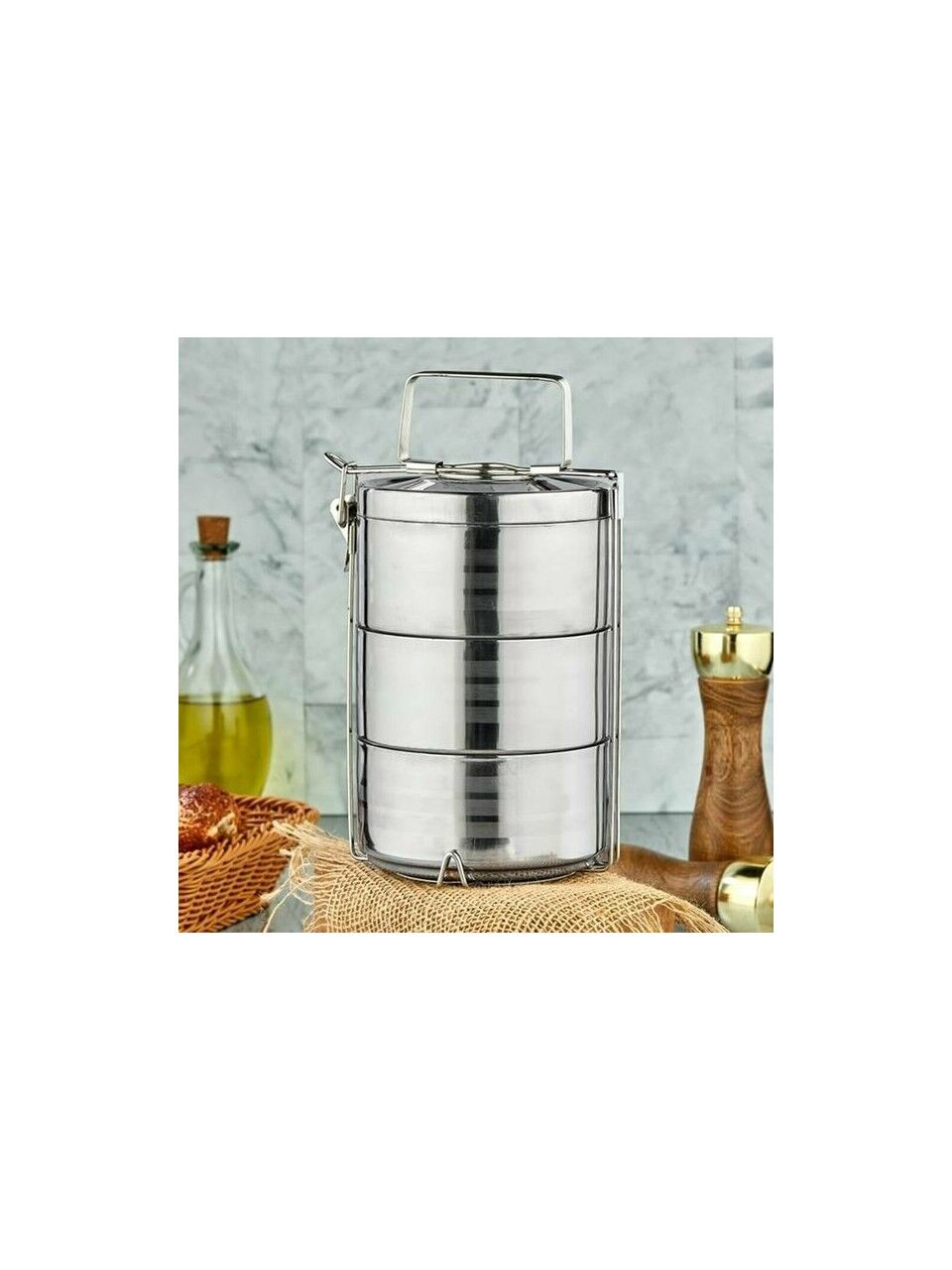 Cooker Sefer Tası Çelik Kelepçeli 3 Lü Gümüş