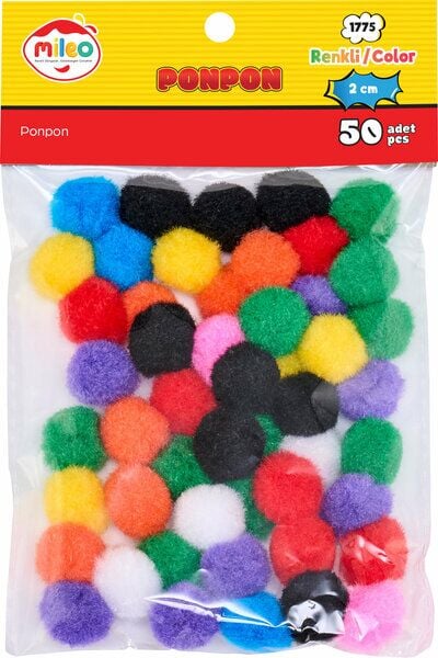 Mileo Ponpon Standart Renkler 2 Cm 50 Adet
