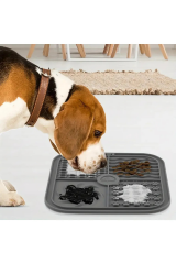 Omilife Köpek ve Kedi Yavaş Yeme Kabı Yalama Matı Katı Sıvı Gıda Silikon Fenomen Ürün Antrasit