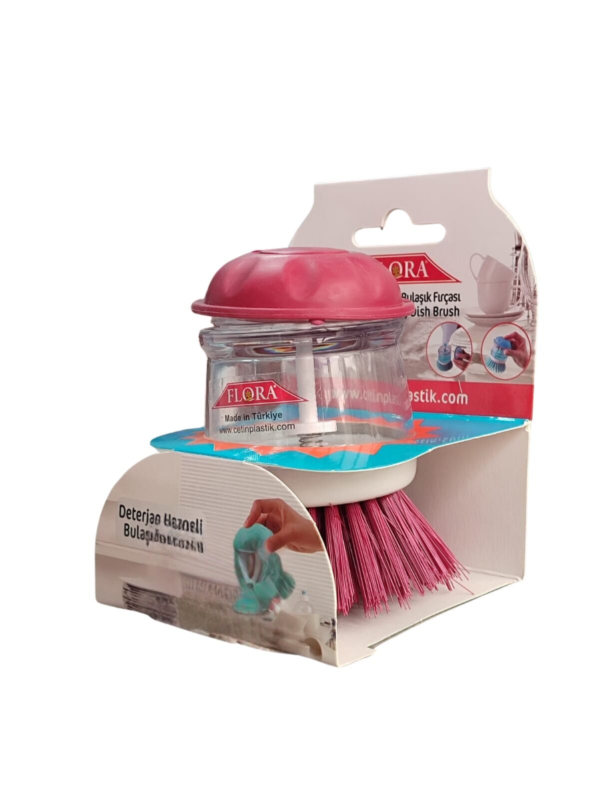 Flora F389 Hazneli Bulaşık Fırçası Bordo