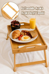 Mitra Bambu Katlanır Ayaklı Servis Sunum Tepsi