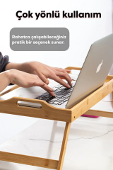 Mitra Bambu Katlanır Ayaklı Servis Sunum Tepsi Ahşap