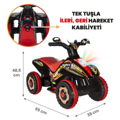Uj Toys Müzikli ve Led Işıklı Akülü Atv 6 V Safari Siyah