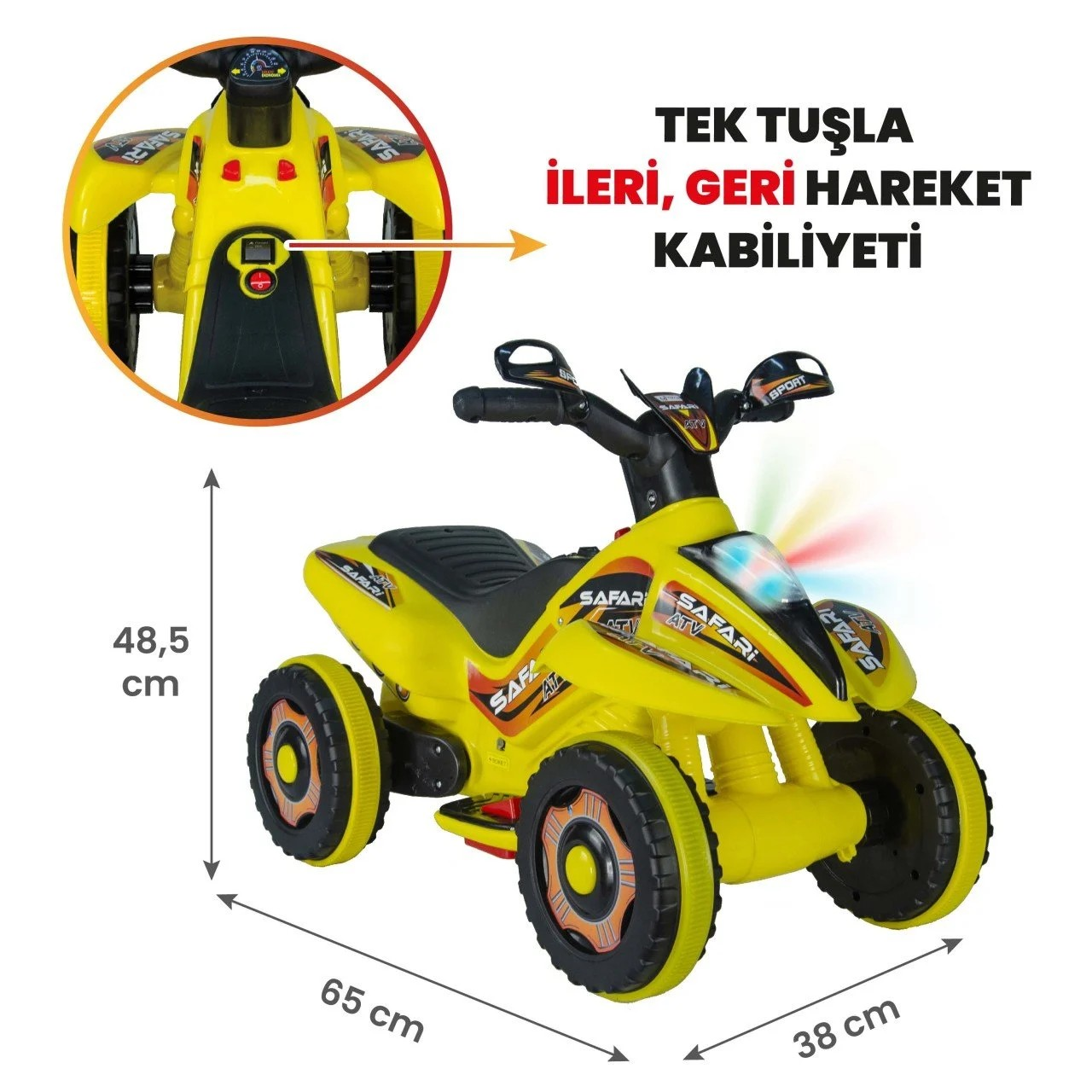Uj Toys Müzikli ve Led Işıklı Akülü Atv 6 V Safari Sarı