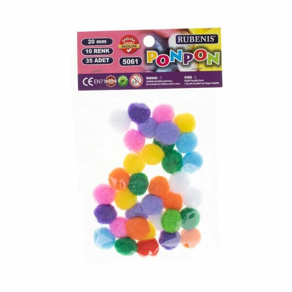 Rubenis Ponpon 20 Mm 35  Adet Karışık Renkli