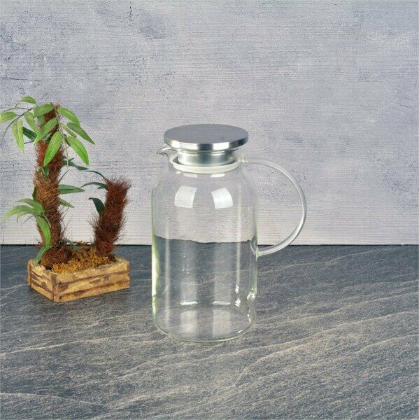 Tohana Sürahi Cam Metal Kapaklı 1800 Ml Şeffaf