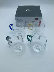Krd Home Deli Glassware Bardak Kupa Cam Kulplu Borosilikat  4 Lü GBP57 400 Ml