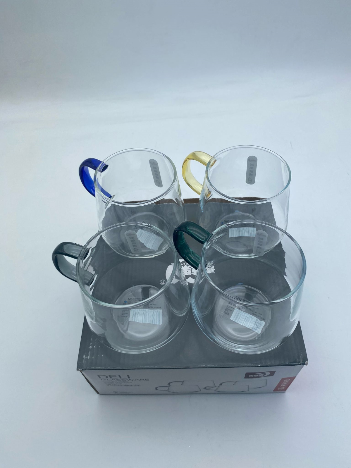 Krd Home Deli Glassware Bardak Kupa Cam Kulplu Borosilikat  4 Lü GBP57 400 Ml Şeffaf