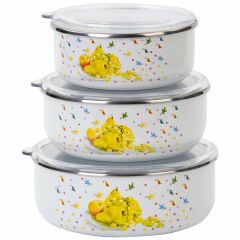 Alev Saklama Kabı Emaye 14-16-18 Cm Desenli