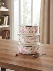 Alev Saklama Kabı Emaye 14-16-18 Cm Desenli