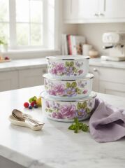 Alev Saklama Kabı Emaye 14-16-18 Cm Desenli