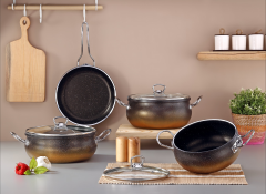 Kampanya Ekber Home 7 Parça Granit Tencere Seti Lüx Model Siyah