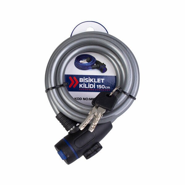 Baytec Bisiklet Kilidi Uzun 150cmX12mm+9m Gri