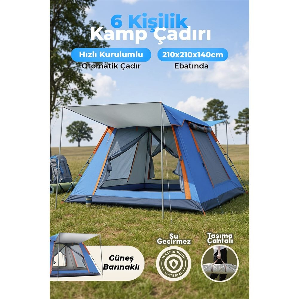 Auhma Ac6636 Otomatik Çadır 210*210*140 6 Kişilik