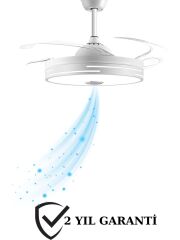 Mutlusan Aydınlatmalı Tavan Vantilatörü Bluetoothlu Uzaktan Kumandalı Ses Sistemli