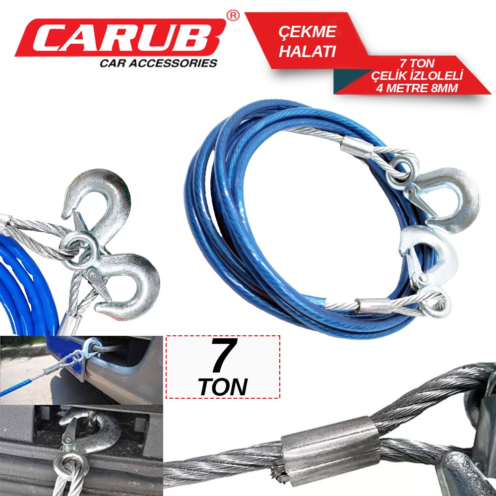 Carub Çekme Halatı Çelik 7 Ton İzoleli 4 Mt
