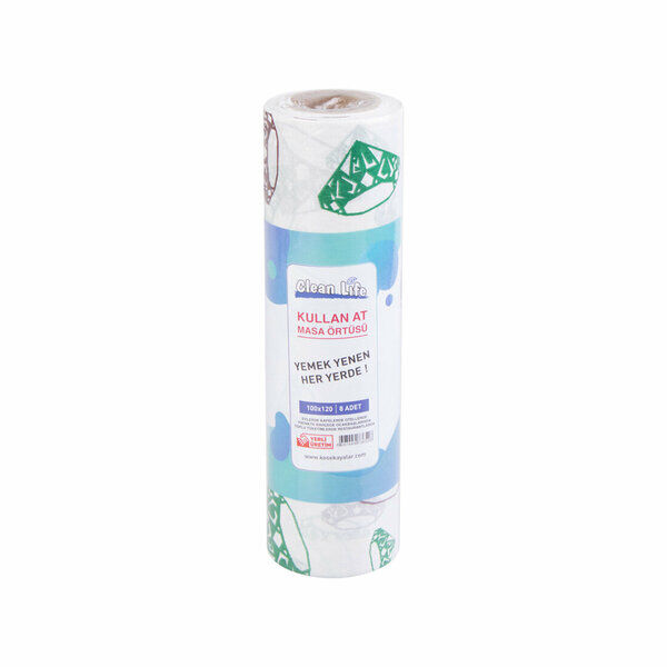 Clean Life Kağıt Tek Kullanımlık Masa Örtüsü 8 Adet 9.6 Mt 100x120 Cm Karışık Renkli