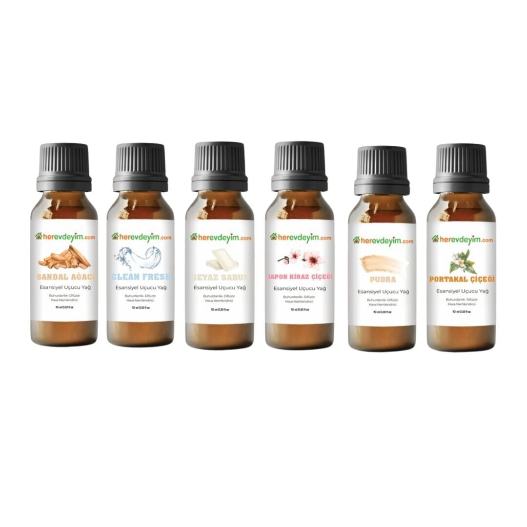Herevdeyim Esansiyel Uçucu Koku Yağı 10 Ml 6 Adet Koku Seti