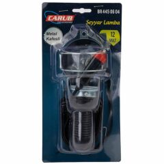 Carub Seyyar Lamba 12V Krom Metal Kafesli Siyah