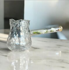 Lavin Cezve Cam Çiçekli Cam Saplı 400 Ml