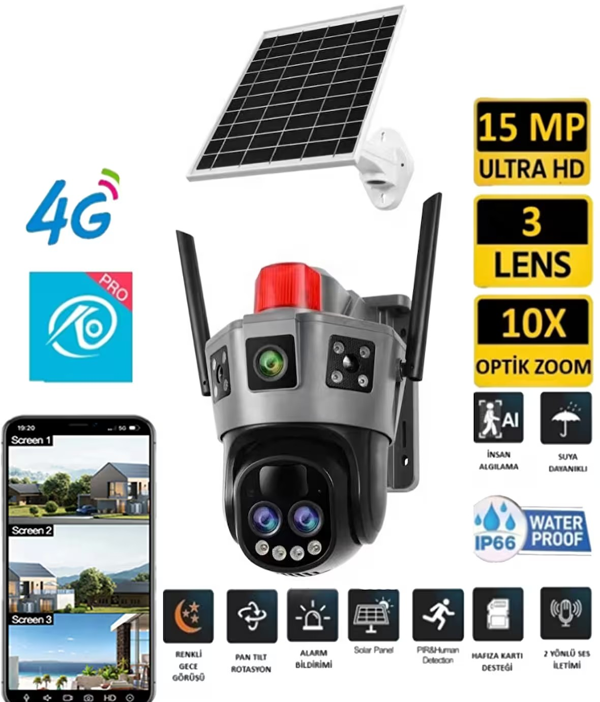 O-Kam Pro Kamera Solar Siyah