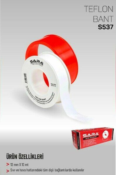 Sara Teflon Bant 12 Mm X 8 Mt Beyaz