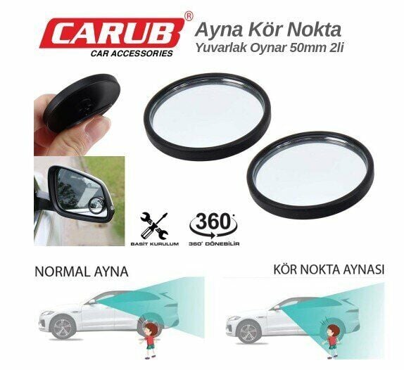 Carub Ayna Kör Nokta 2 Li Oynar 50 Mm Yuvarlak Siyah