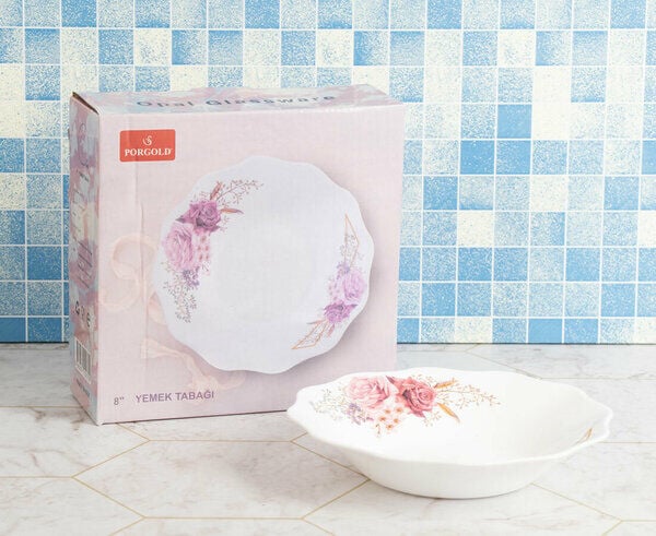 Porgold Lüx Yemek Tabağı Opal 8inç 6 Lı No:3 - Beyaz