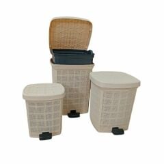 Bee Home Jute Çöp Kovası Seti 3 Lü Pedallı
