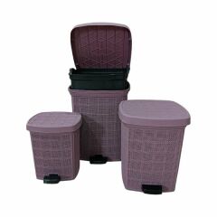 Bee Home Jute Çöp Kovası Seti 3 Lü Pedallı