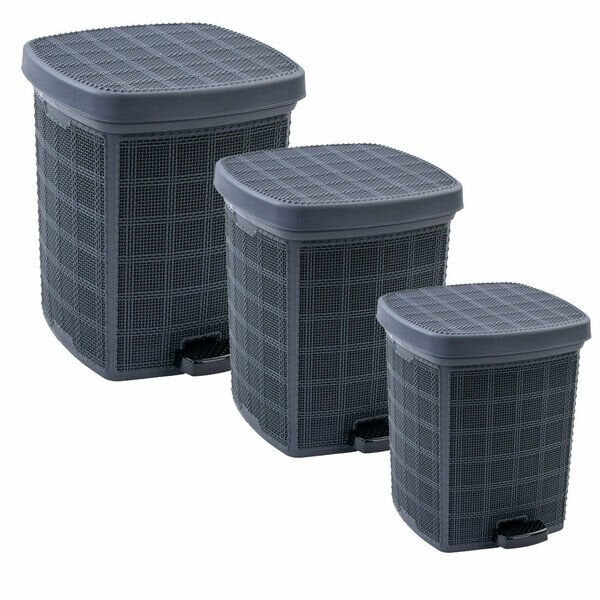 Bee Home Jute Çöp Kovası Seti 3 Lü Pedallı