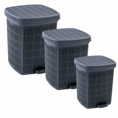 Bee Home Jute Çöp Kovası Seti 3 Lü Pedallı