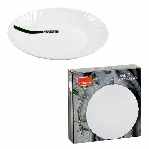Porgold Pasta Tabağı 7 İnç 6 Lı Beyaz