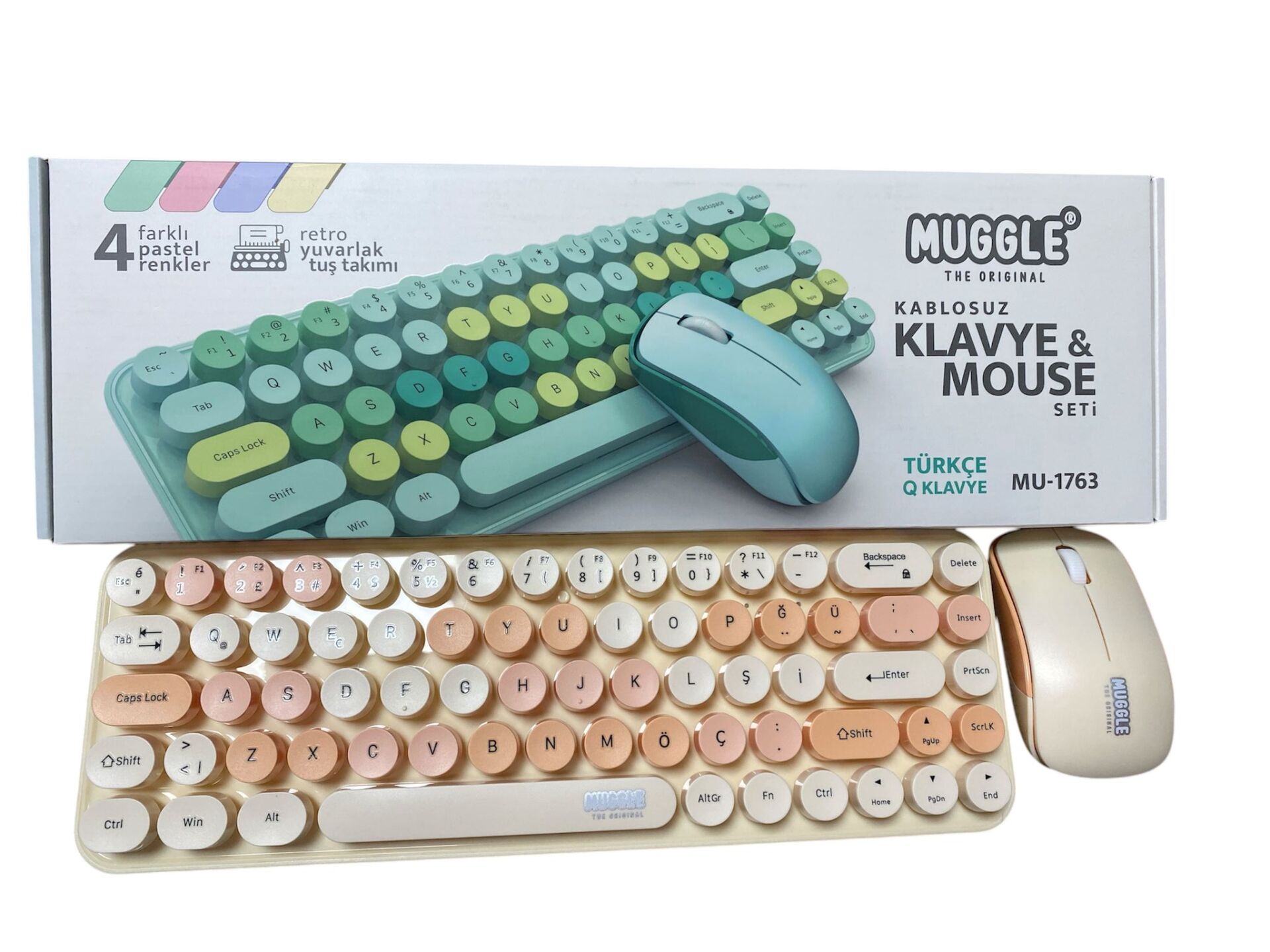 Muggle Mouse Seti Klavye Mouse Seti Kablosuz Q Sarı