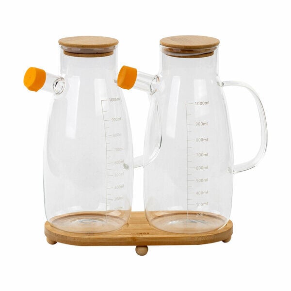 Buenos Yağlık Cam Borosilikat 1000 Ml 2 Li Ahşap