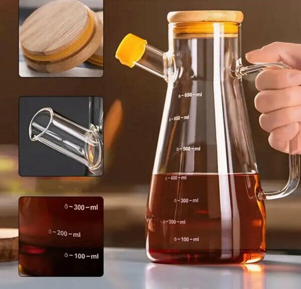 Newlife Yağlık Yağdanlık Bambu Kapaklı 900 Ml