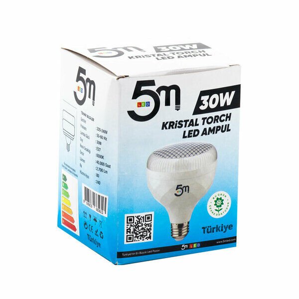 5M Ampül Led Kristal Torch 30 W Beyaz