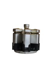 Yakut Baharat Takımı Cam Metal Döner Standlı Kare 6 Parça Kutulu