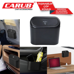 Carub Portatif Araç Çöp Kovası Siyah