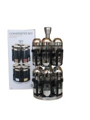 Yakut Baharat Takımı Cam Metal Döner Standlı 12 Parça Kutulu