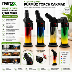 Nerox Çakmak Turbo Pürmüz Oynar Başlı Metal Kırmızı