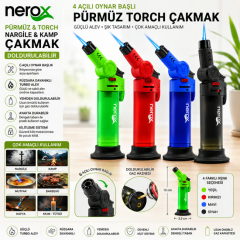 Nerox Çakmak Turbo Pürmüz Oynar Başlı Siyah
