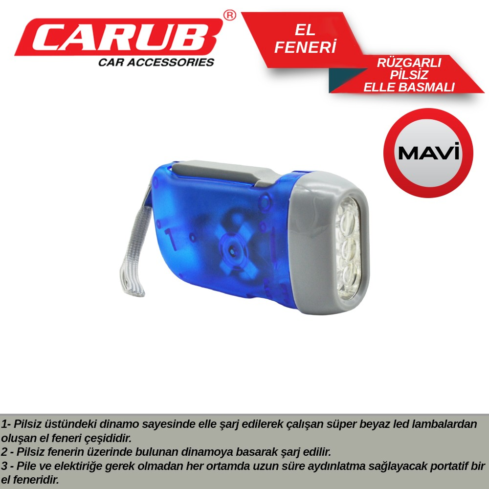 Carub Rüzgarlı El Feneri Mavi