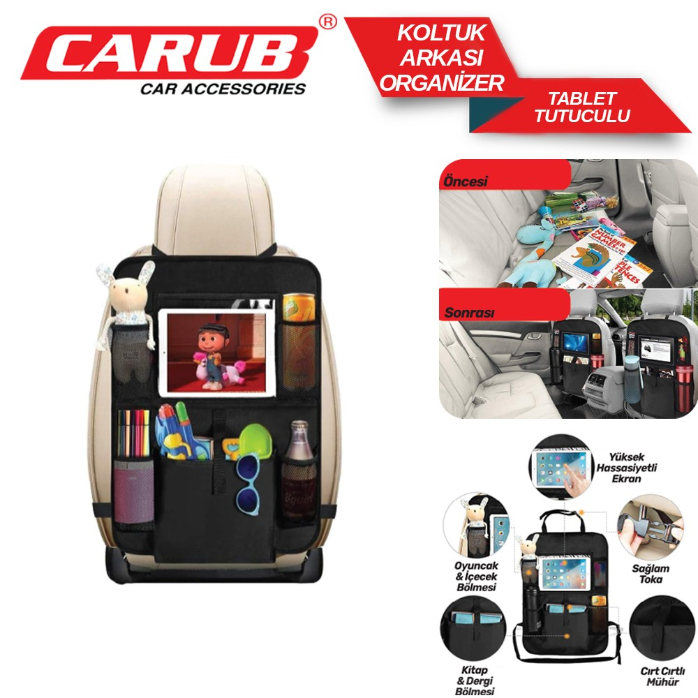 Carub Oto Koltuk Arkası Tablet Tutucu Organizer