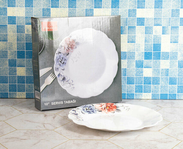 Porgold Lüx Servis Tabağı Opal 10inç 6 Lı No:2 - Beyaz